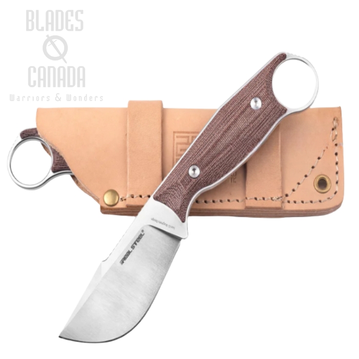 Real Steel Furrier Fixed Blade Skinner Knife, N690 Satin, Micarta Red, 3611RM (image for) Real Steel Furrier Fixed Blade Skinner Knife, N690 Satin, Micarta Red, 3611RM